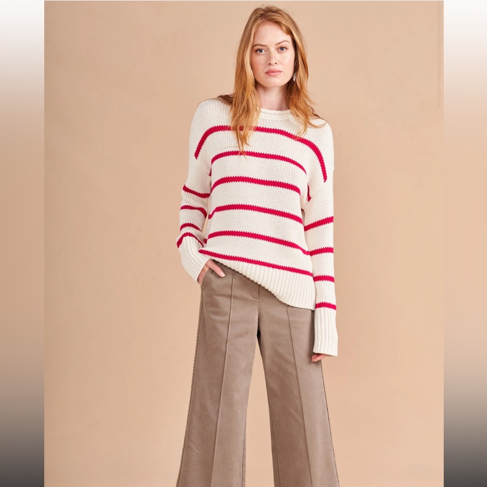 La Ligne Marina sweater, Crème/raspberry size Small
